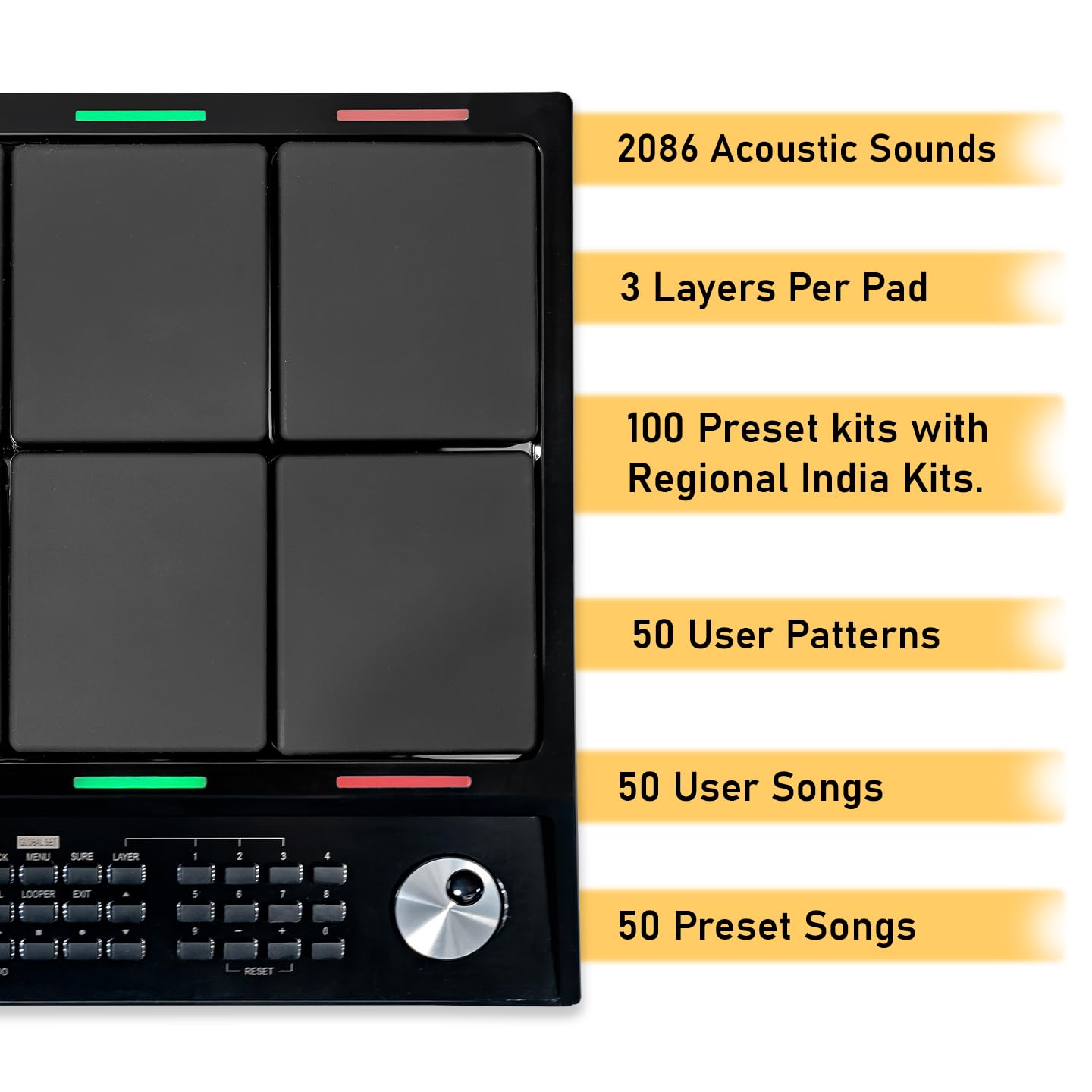 M Studio MSP20 Pro Professional Electronic Drum Pad, 8 Velocity-Sensitive Pads, LCD Display, MIDI Controller for Live & Studio Use – Black
