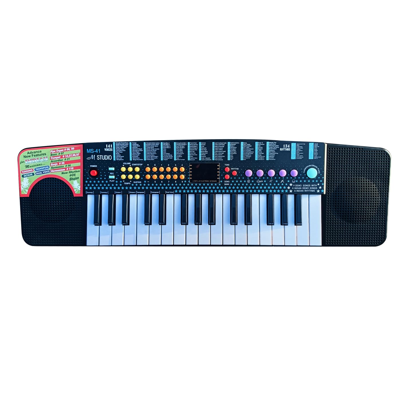 M Studio MS-41 Advance 32-Key Portable Mini Keyboard | Built-In Rhythms, Demo Songs & Smart Chord | Lightweight Keyboard for Kids & Beginners (Black)