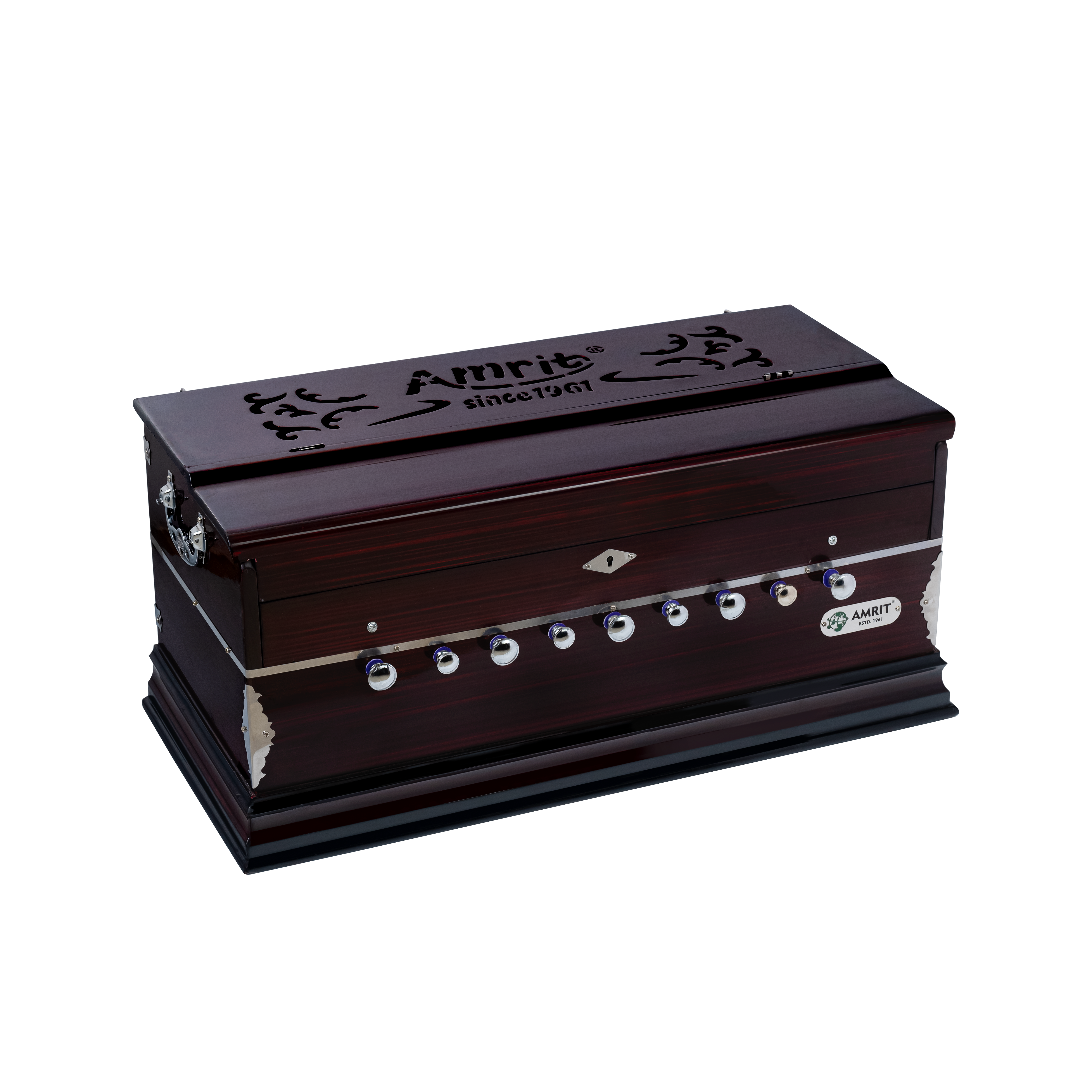 AMRIT® ( KS9S ) 9-Stopper Standard Harmonium with 42 keys -with Right Coupler-Multiy below,(Bass-Male) With Padded Bag