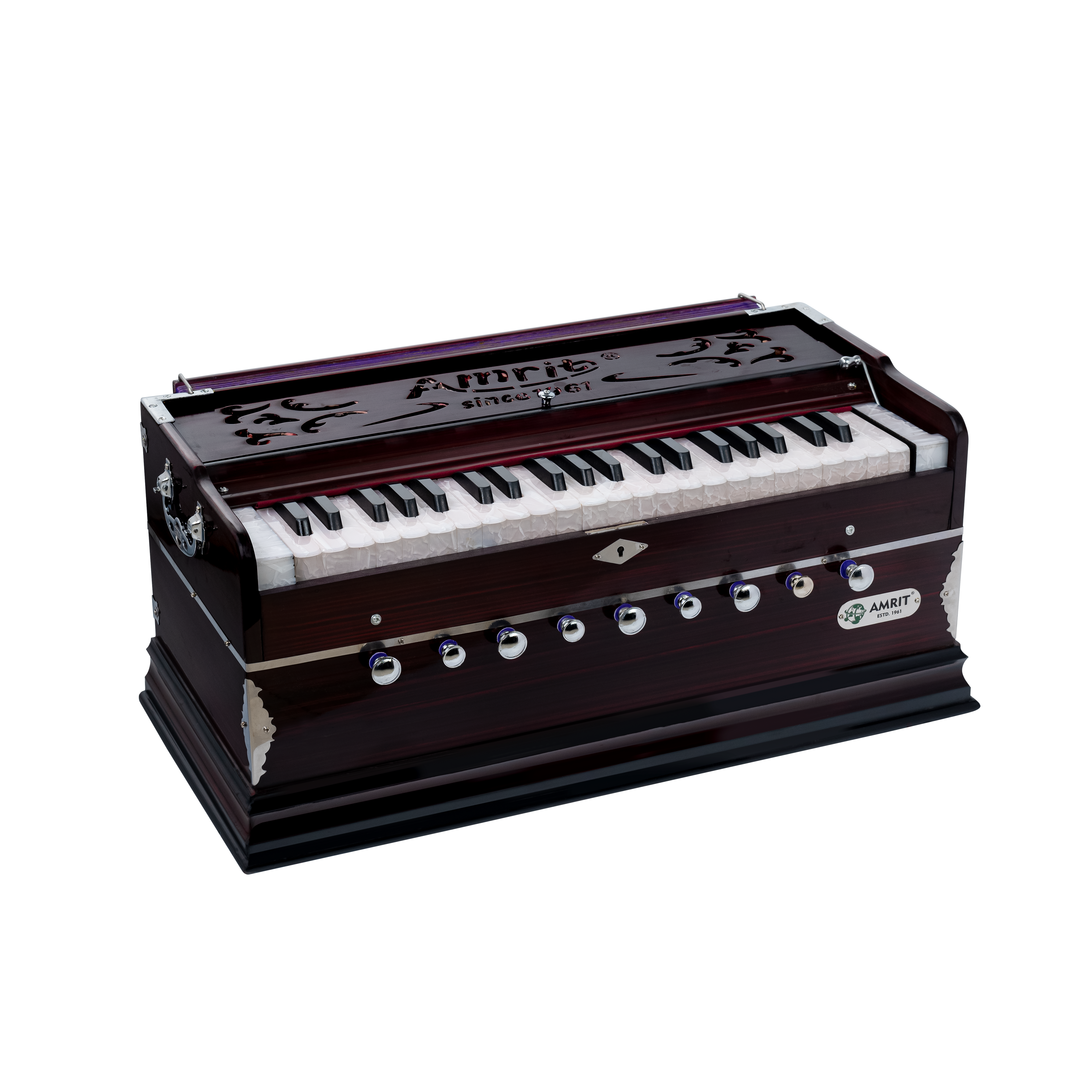 AMRIT® ( KS9S ) 9-Stopper Standard Harmonium with 42 keys -with Right Coupler-Multiy below,(Bass-Male) With Padded Bag