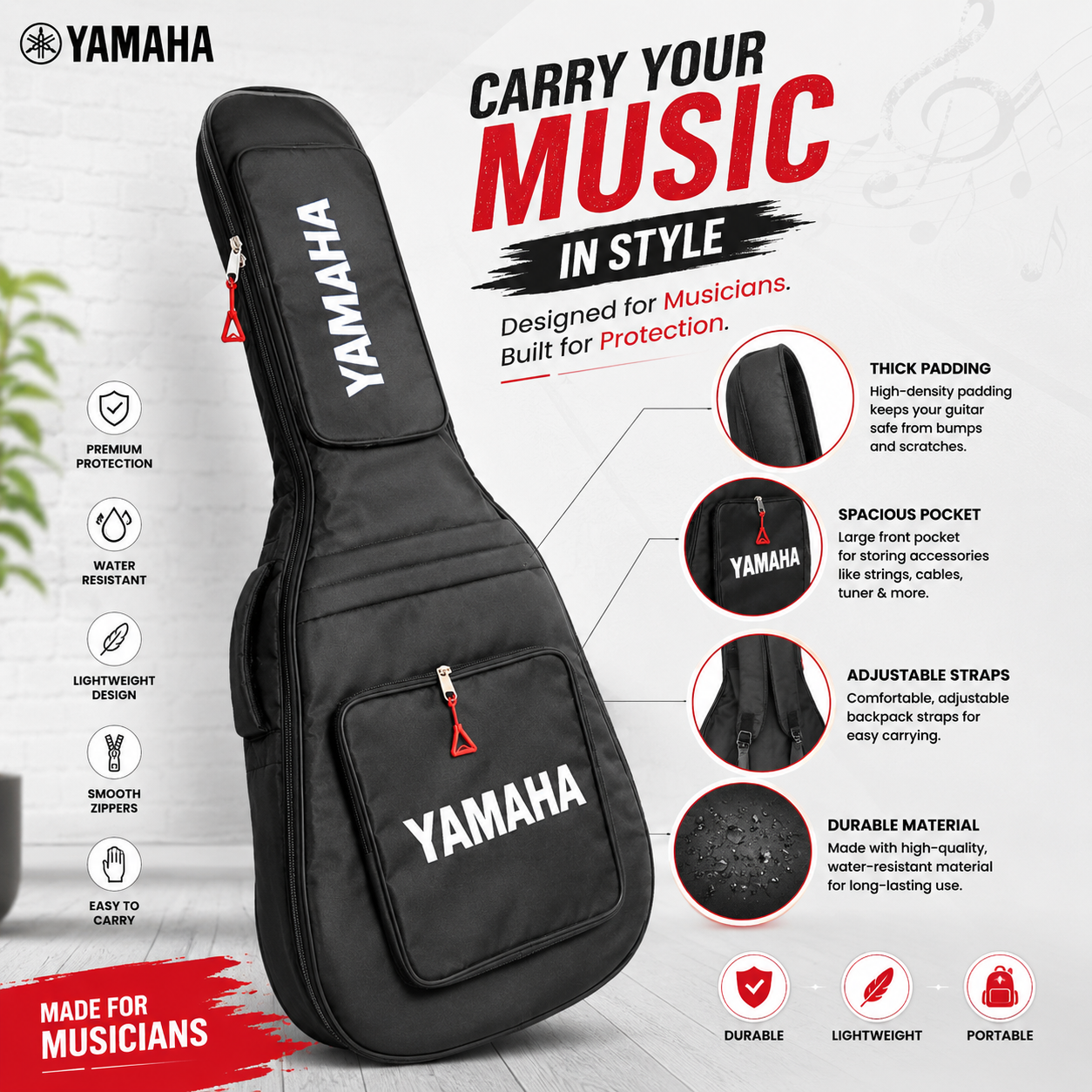 Yamaha Acoustic Guitar – Heavy Build Quality, Rich Sound, Durable Wooden Body
