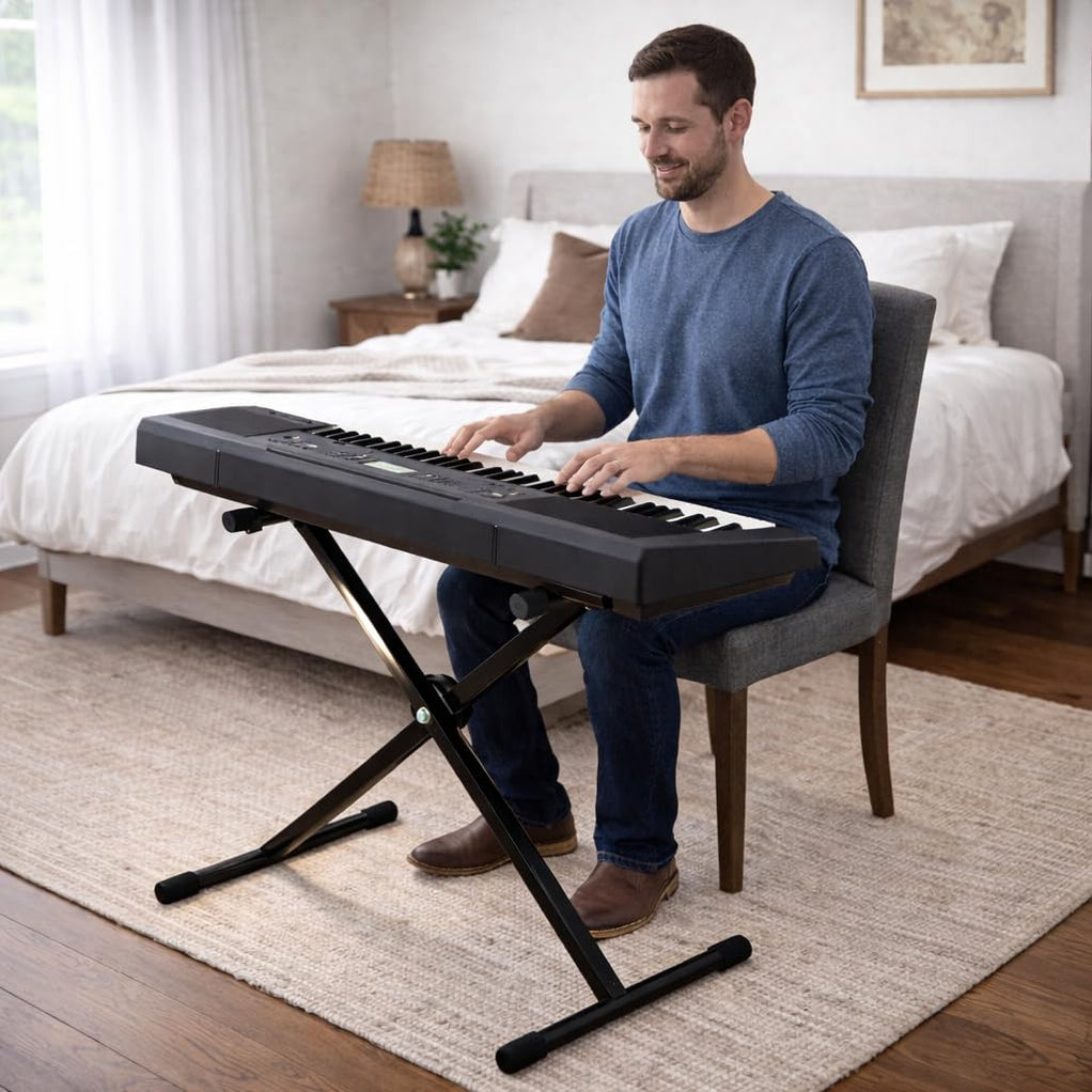 DOLPHIN Heavy-Duty Single-X Adjustable Piano & Keyboard Stand with Secure Locking Mechanism, Sturdy Metal Construction for Home, Studio & Stage Use (Model DP10)