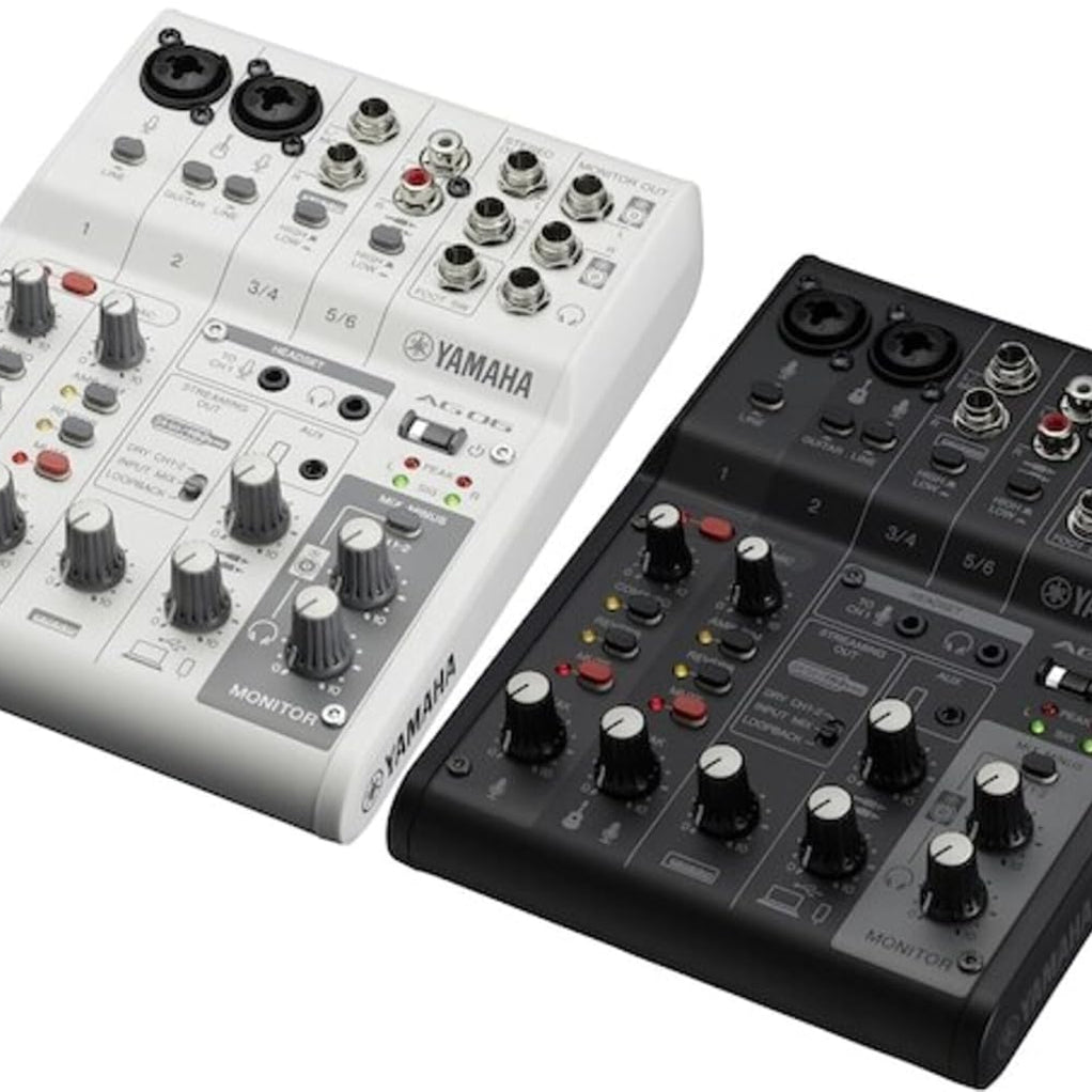 Yamaha AG06 MK2 Black – 6-Channel Live Streaming Mixer & USB Audio Interface with Loopback Function