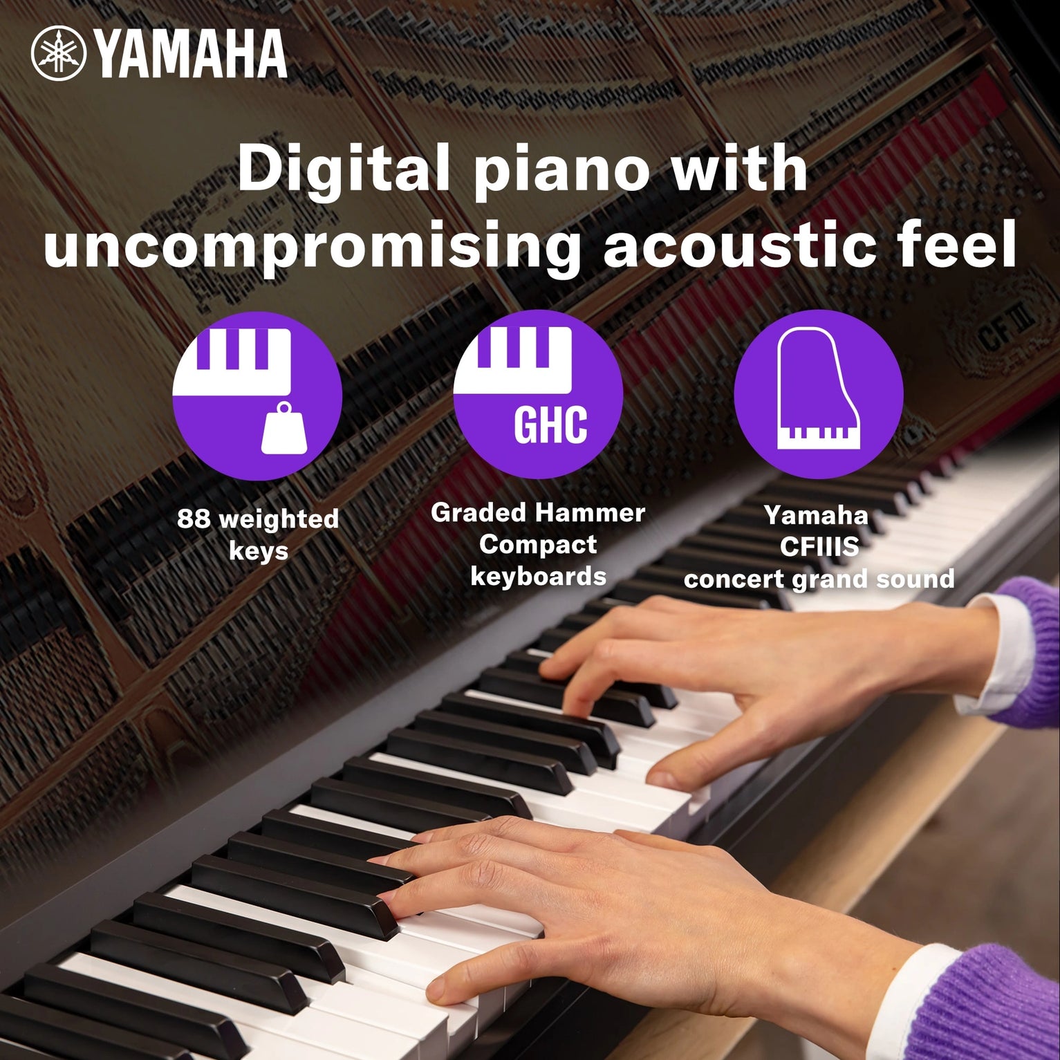 Yamaha P-145B 88-Key Weighted Action Portable Digital Piano with Power Supply, great for beginners (Adaptor Included)