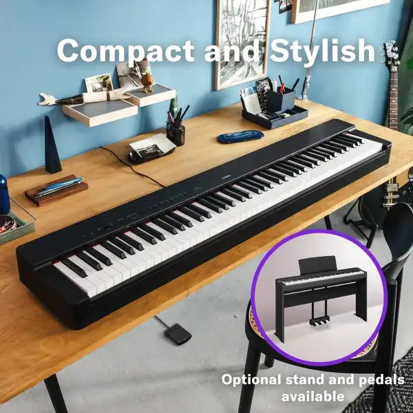 Yamaha P-225 88-Key Weighted Action Portable Digital Piano with Power Adapter – Ideal for Beginners