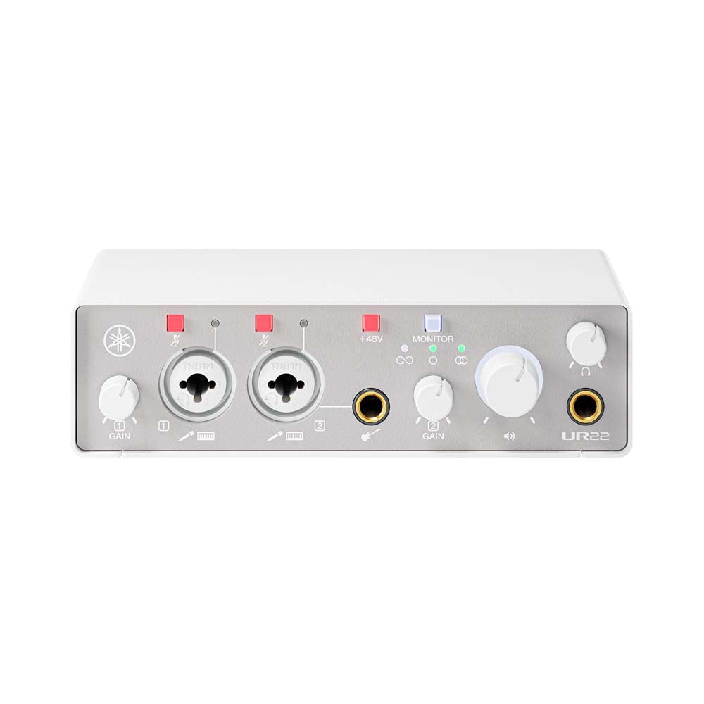 Yamaha UR22MK3 B USB Audio Interface – 2x2 Recording Interface with Dual D-PRE Mic Preamps (White)